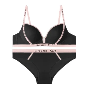 ست شورت و سوتین اسفنجی فنردار کش اسپرت VIRTUOUS GIRL - مشکی