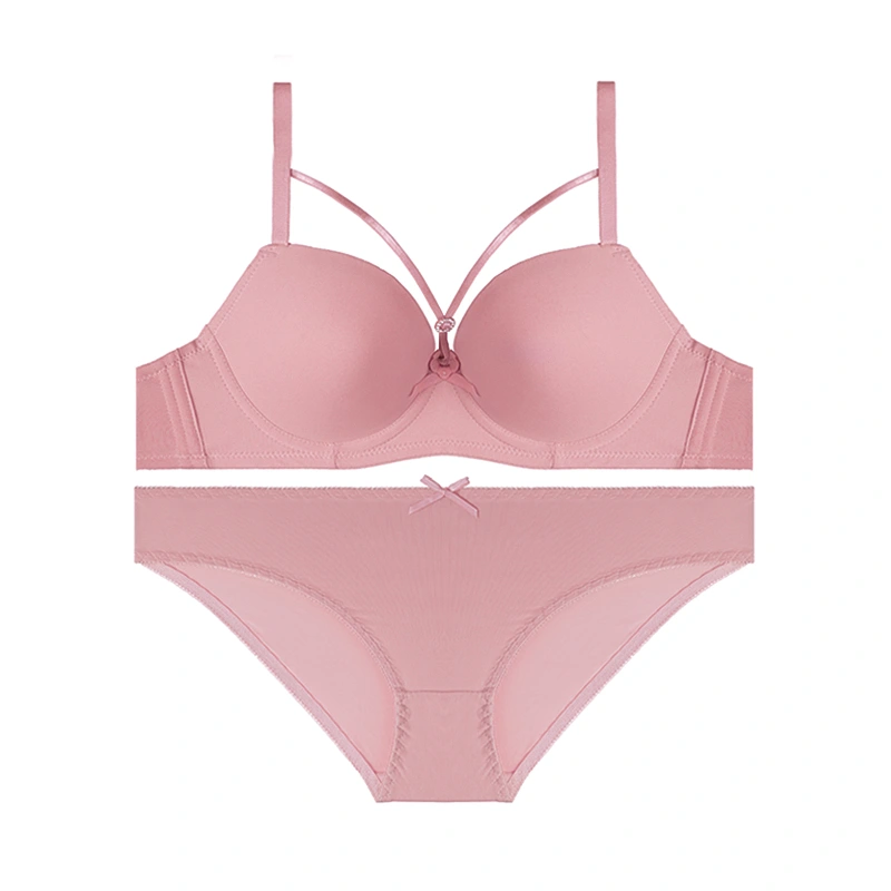 ست اسفنجی 9501 ست شورت و سوتین اسفنجی فنردار هارنس سگک دار_ صورتی
