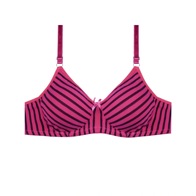 سوتین نخی چاپی فنردار طرح راه راه - سرخابی